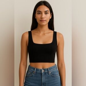 Mossimo Dutti Cropped Black Zipper Back Closure Dress Top Size Small